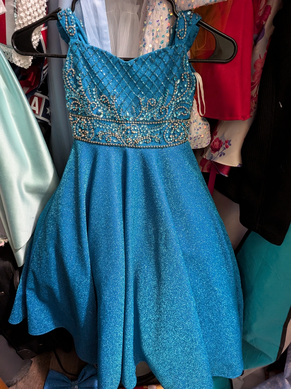 Rachel Allan Blue Sparkle Embellished Girls Party Dress